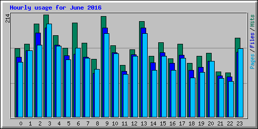 Hourly usage for June 2016